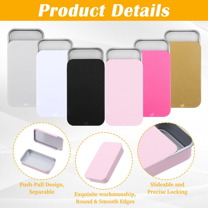 Classicseali 6PCS Mini Salt Tin, 6 Colors Small Tin Box,