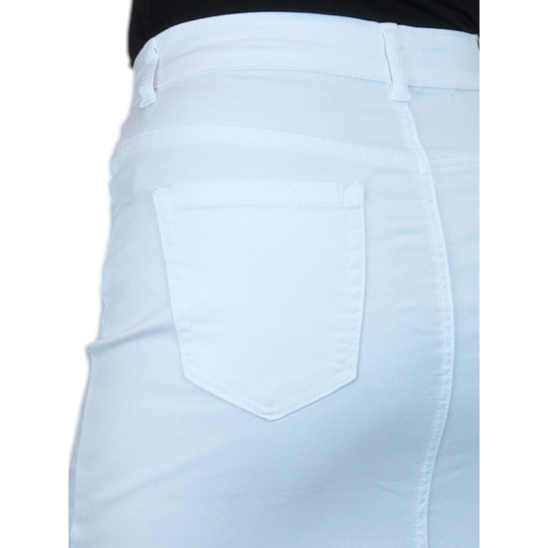 Ladies Heavy Cotton Denim Pencil Skirt Casual 8-18, White