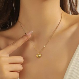 LIHELEI Heart Necklaces for Women, Silver Heart Necklace, Simple Choker Necklaces for Women, Trendy Jewellery, Birthday Gift for Mother and Daughter, Stainless Steel