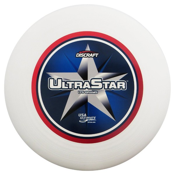 Discraft USA Ultimate Center Print Super Color Ultra-Star 175g Ultimate Flying Disc - White