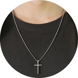 XYTAHDM Cross Necklace Cross Necklace Men Women Necklace Stainless Steel Chain Cross Pendant Graduation Birthday Valentine's Day Gifts for Men Boys