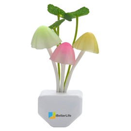 iBetterLife LED Night Light Smart Sensor 0.6W Color Changing Plug-in Night Lights for Kids Adults Cute Mushroom Night Light Bedroom Home Decor Light Wall Lamps NightLight