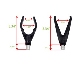 4Pcs Carp Fishing Rod Rest U&V-Head Rod Butt Rests Gripper w/Thread M3/8 Fits All Rod Pod Holder Carp Fishing Accessory (Black)