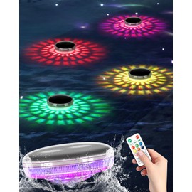 Fizrice Solar Floating Pool Lights, Color Changing Pool Lights, IP68 Waterproof LED Hot Tub Accessories, Pond Light, AUTO ON/Off for Pool, Pond, Hot Tub, Wedding, Party Decoration（4 PCS）