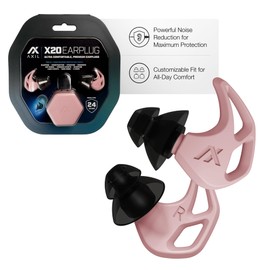 AXIL X20 Noise Reduction Ear Plugs - Pink - Customizable Fit Hearing Protection for Sleeping, Festivals, Live Events and Sports – 24dB Reusable Foam and Silicone Eartips with Carrying Case
