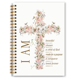 Foritho Floral Christian Notebook, Inspirational I Am Bible Verse Journal, Religious Prayer Journal for Writing, Scripture Bible Journaling Spiral Notebook 5.5x8.3 Inch