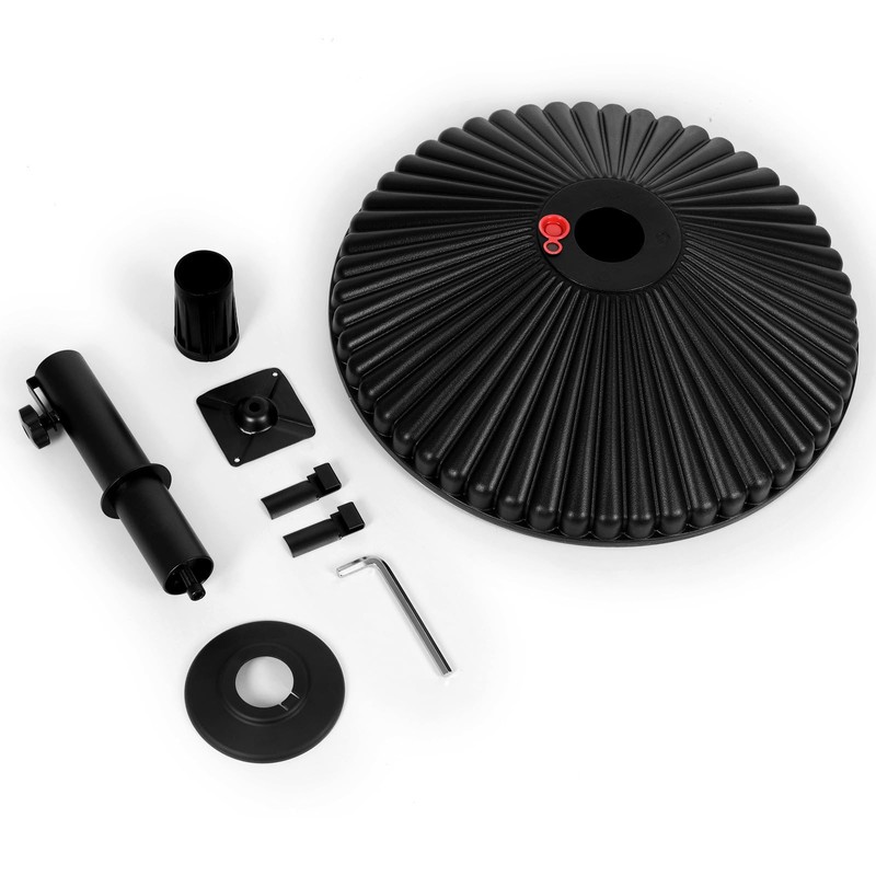 Abba Patio Umbrella Base, Round Sunburst Outdoor Umbrella Stand, Table