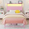 Weehom Twin Bed Frames with Headboard Shelf Storage, Wood Twin