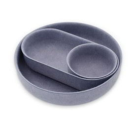 Welaxy EDC Cathall Desk Organizer Felt Bowls Round Stylish nightstand Multi Tray Entryway Bedside Caddy for Keys Phone Wallet Watch Glasses Pens Minimalist Living 3-Piece (Glacier Gray)