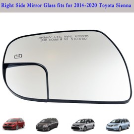 Passenger Side Mirror Glass Compatible with Toyota Sienna 2014 2015 2016 2017 2018 2019 2020 Heated Right Side Mirror Glass with Rear Holder