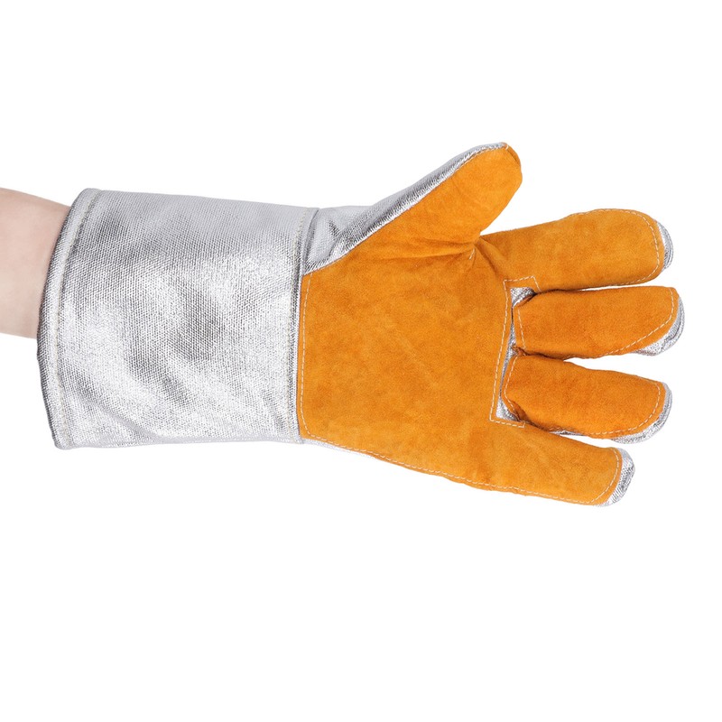 1 Pair Cowhide Welding Gloves Heat Resistant Fireproof Hard Wearing