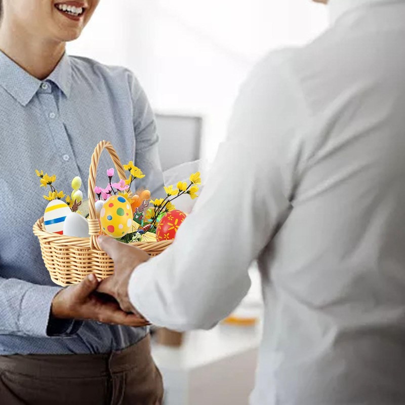 Folpus Easter Basket Rectangular Handwoven Polypropylene Brown Storage Decor Gift