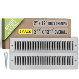 [2 Pack] Fits 2x12 Duct Opening | Toe Kick Vent Cover by Handua | Cabinet Toe Kick Space Register Grille | HVAC Toe Space Vent Cover | Outer Dimensions: 3 3/8" X 13 3/8" | Gray