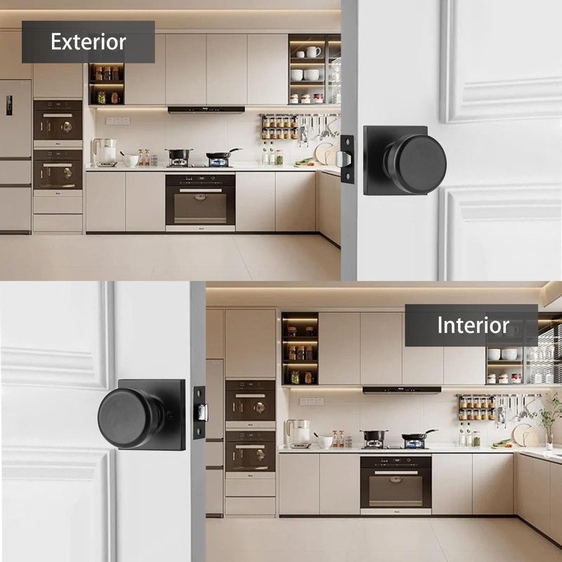 NCSEN Black Interior Door Knobs for Hall & Closet, Pismo