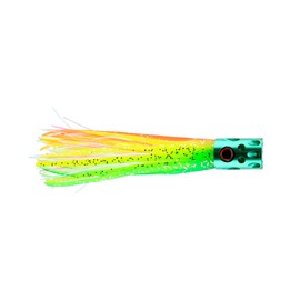 Billy Baits, Magnum Turbo Whistler Lure, Green/Chartreuse/Orange/Pearl Skirt, 2 oz / 56.6 g Head