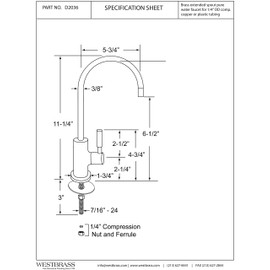 Westbrass Contemporary 11" Cold Water Dispenser, Stainless Steel, D2036-NL-20