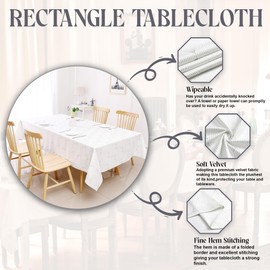 Majestic Giftware Velvet Tablecloths for Rectangle Tables | (70/180) - TC1409 Silver Infinity Print Hem Stitch Dining Table Cover | Decorative Washable Rectangle Tablecloth for Kitchen, Dinning, Party