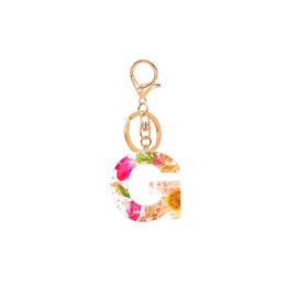 Fuqimanman2020 Initial Letter Keychains Dainty Flower Butterfly Keychain Gifts for Women Girl Keychain For Wallet Backpack Car Key(G), Small