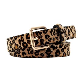 Womens Leather Leopard Print Belt for Jeans Dress Wide Womens Leopard Belt for Woman Women Adjustable Waist Belt for Women Fashion Pant Jean Leopard Print Belt with Holes Brown Faux Leather Belt Wide