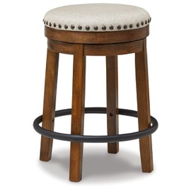 Signature Design by Ashley Signature Design by Ashley Valebeck 24" Counter Height Upholstered Swivel Stool, Brown & Black