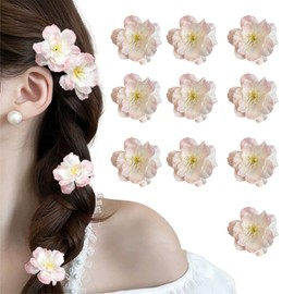 FOSDICK 10Pcs Pink Sakura Flower Hair Clips, Mini Flower Hair Pins for Women Girls Wedding Daily Hair Accessories, Floral Hair Clips With Cherry Blossom Design