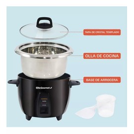 Elite Gourmet ERC2010B Electric Rice Cooker with Stainless Steel Inner Pot Makes Soups, Stews, Porridge's, Grains and Cereals, 10 cups cooked (5 Cups uncooked), Black