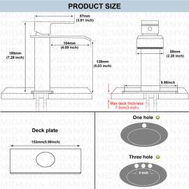 Midanya Waterfall Bathroom Faucets, Single Handle 1 Hole Bathroom Sink Faucet Modern RV Vanity Restroom Lavatory Basin Faucet with Pop Up Drain and Water Supply Lines,Matte Black and Shiny Gold