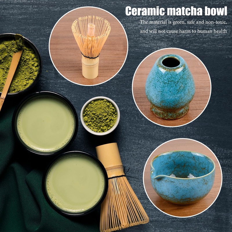 TOLASTO Matcha Set | 4-Piece Bamboo Matcha Set with Ceramic