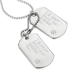 COOLSTEELANDBEYOND Classic Two-Pieces Mens Military Army Dog Tag Pendant Necklace with 28 inches Ball Chain
