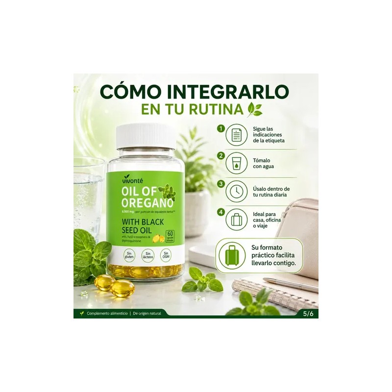 Aceite De Orégano + Semilla Negra 60 Cápsulas 6000mg