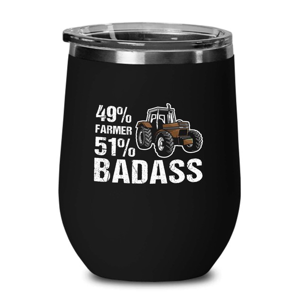 Farmer Black Edition Wine Tumbler 12oz - Farmer Badass -