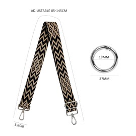 1 Piece Bag Shoulder Strap with 2 Pieces Metal Open Key Ring with Metal Buckle Shoulder Strap, Diagonal Replacement Bag Shoulder Strap, Adjustable 85-145cm