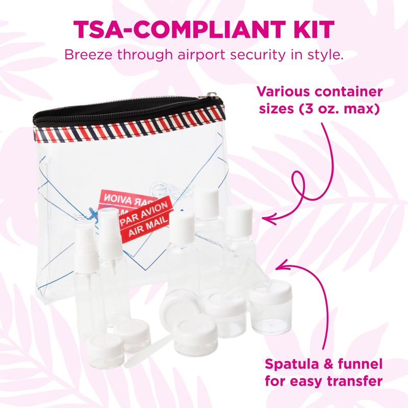 Miamica Women's TSA Compliant Travel Bottles and Travel Toiletry Bag