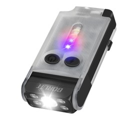 BORUIT V30 Compact LED Flashlight - 365nm UV, Red/Green Light, 180° Swivel, Magnetic EDC Clip, Powerful 900LM, USB-C Rechargeable Mini Pocket Keychain Flash Light IP65, 120dB White