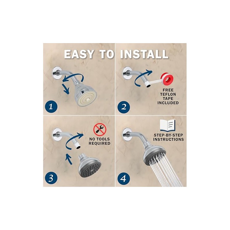 Aqua Elegante Pressure Boosting Shower Head - 3 Inch Wall