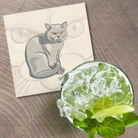 Unbranded Cat Angry Animal 4'' X 4'' Square Wooden Coaster