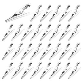 30 Pcs Plated Alligator Clips, Metal Alligator Clip Spring Clamps,Multipurpose Steel Alligators Clips,Mini Silver Plated Test Wire Spring Clamp, for Laboratory Electric Testing Work