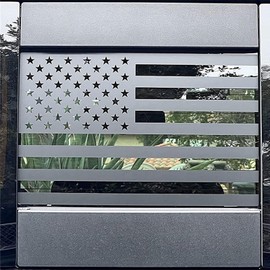 2 Pack Rear Middle Window American Flag Decal for Chevy Silverado/GMC Sierra 2019 2020 2021 2022 2023 2024 2025 Back Center Sliding Window USA Flag Vinyl Sticker Exterior Accessorie (Matte Black)