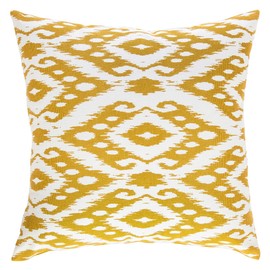TreeWool, Pack of 2, Throw Pillow Cover Ogee Diamond Accent 100% Cotton Decorative Square Cushion Cases (22 x 22 Inches / 55 x 55 cm; Mustard & Off White)