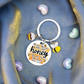 Stocking Stuffers for Female Christian Gifts for Women Appreciation Keychain for Teacher Friend Christmas Stocking Stuffers for Teen Girls Best Friendship Gift for Women Friend Honey Bee Keychain