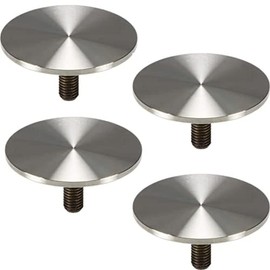 Gedotec Glass Plate Adapter Stainless Steel Glass Mounting Plate with M10 Thread for Table Legs and Table Feet Diameter 60 mm - H10752 | Matte Brushed Stainless Steel | Pack of 4 - Design Table Top Attachment Round