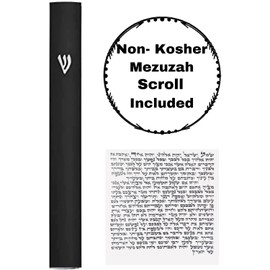A&S Mezuzot Alumium Mezuzah Case in Silver Shin Design Weatherproof Door Mezuza Judaica Art for Home Blessing (Black, 6 Inches)