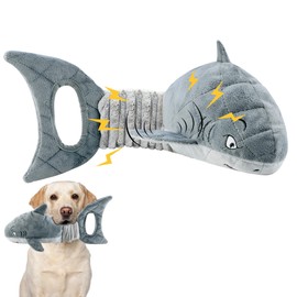 LEGEND SANDY Dog Toys for Aggressive Chewers, Large Dog Toys to Keep Them Busy, Interactive Squeaky Pet Toys, Tug of War, Crinkle Grey Shark