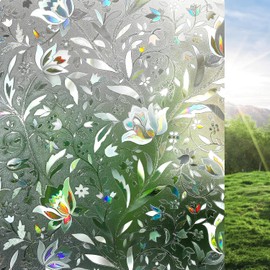 rabbitgoo 3D Pegatina Ventanas Vinilos Decorativos Cristales Protector Privacidad Anti 96% UV Efecto de Iris Electricida Estática Control Calor 44.5 x200CM