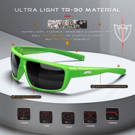 ATTCL Polarized Wrap Sunglasses For Men - Fishing Sports Glasses UV Protection, Green368c/Not Mirrored, Medium