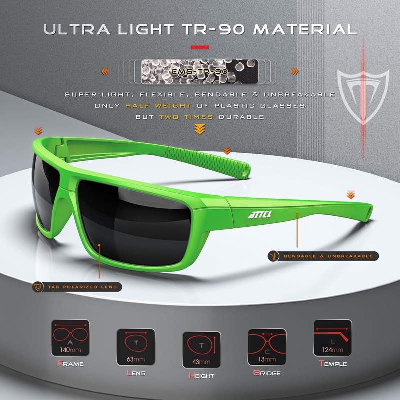 ATTCL Polarized Wrap Sunglasses For Men - Fishing Sports Glasses