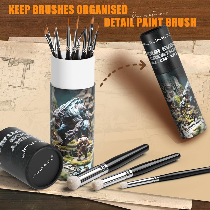 Miniature Paint Brushes with Dry Brush Set for Miniature Painting,