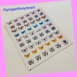 3D Laser Holographic Butterfly Self-Adhesive Nail Stickers Cl24 for Nails Design Nail Art Stickers Decals Supplies Manicure Tips Sticker Colorful for Nail Decorations