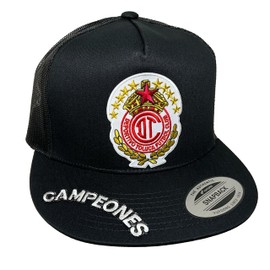 Club Deportivo Toluca Soccer hat Black Mesh 3 Logos