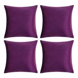 GIGIZAZA Purple Velvet Decorative Throw Pillow Covers Cushion Cover Set of 4 Luxury Pillow Cases for Sofa